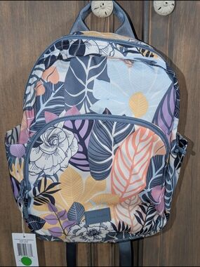 Vera Bradley Floral Leaf Print Backpack in Navy, Coral & Mustard